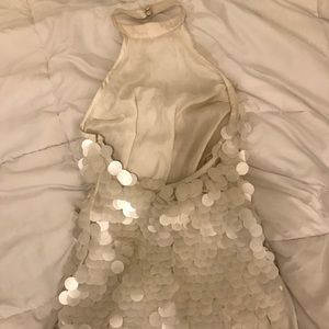 backless halter sequin dress